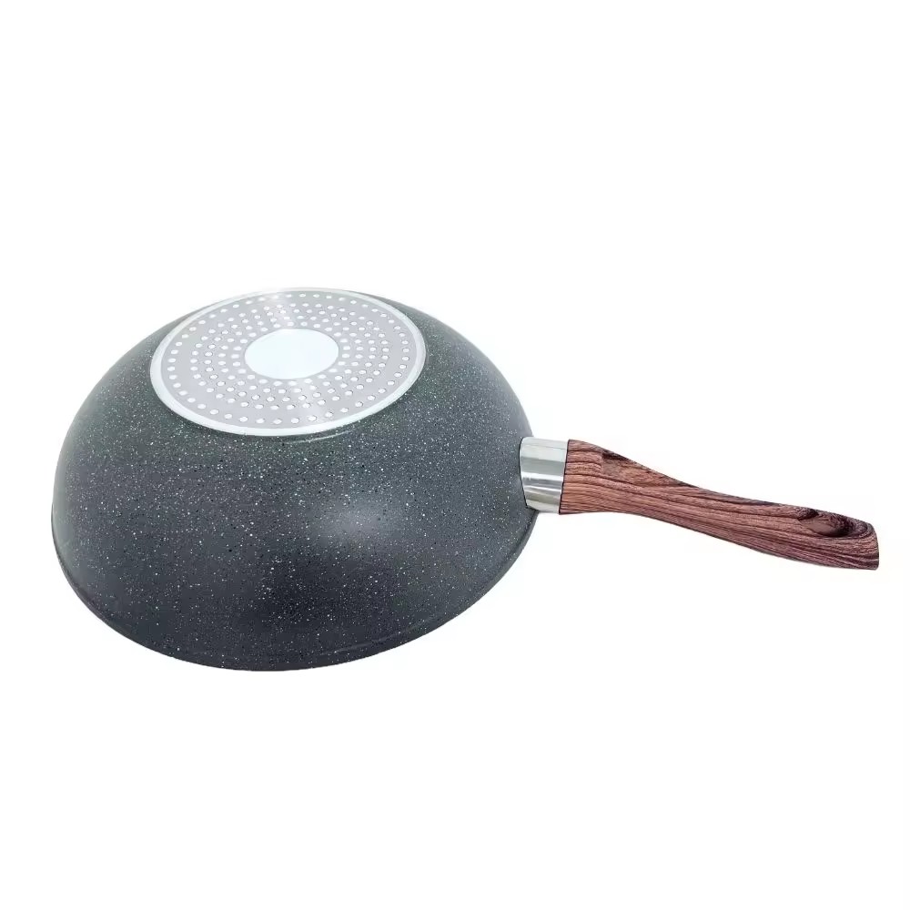 Medizinische Steinküche Antihaftbeschichtete Aluminium-Bratpfanne mit Holzgriff-Kochgeschirr-Sets