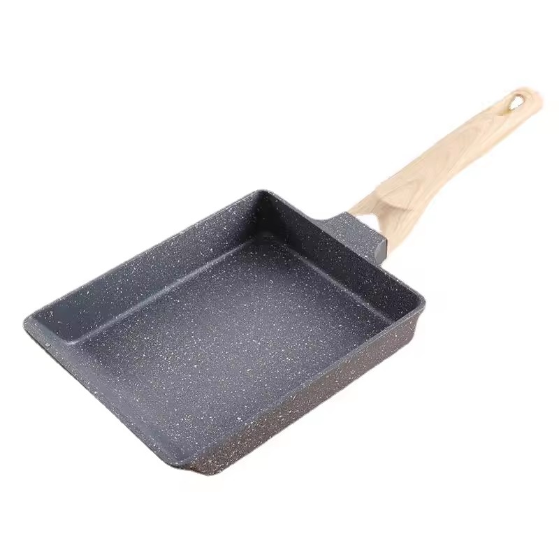 Verdickter und hoher Jadestein, dicker Eierbraten, Weizen, antihaftbeschichtet, rechteckige Spiegeleierpfanne in Lebensmittelqualität