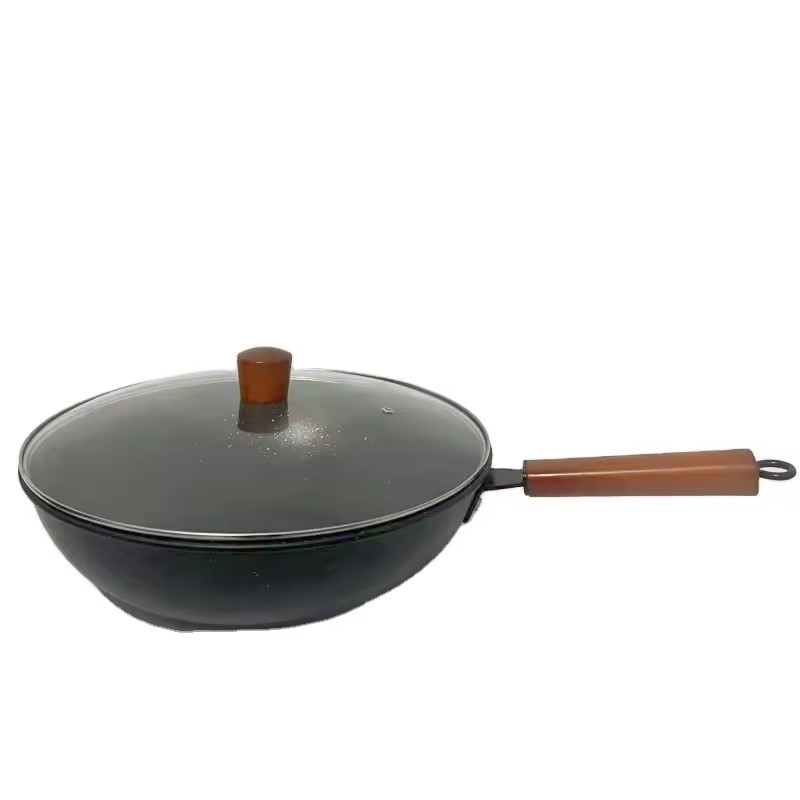 Wabenförmiger, 32 cm großer, unbeschichteter Haushalts-Wok, achteckiger Antihaft-Wok