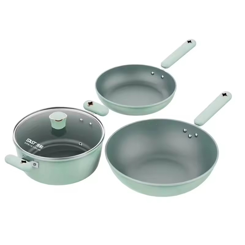 Multifunktionales dreiteiliges Set Topfset Haushalt Suppe Braten Antihaft-Topf Brattopf