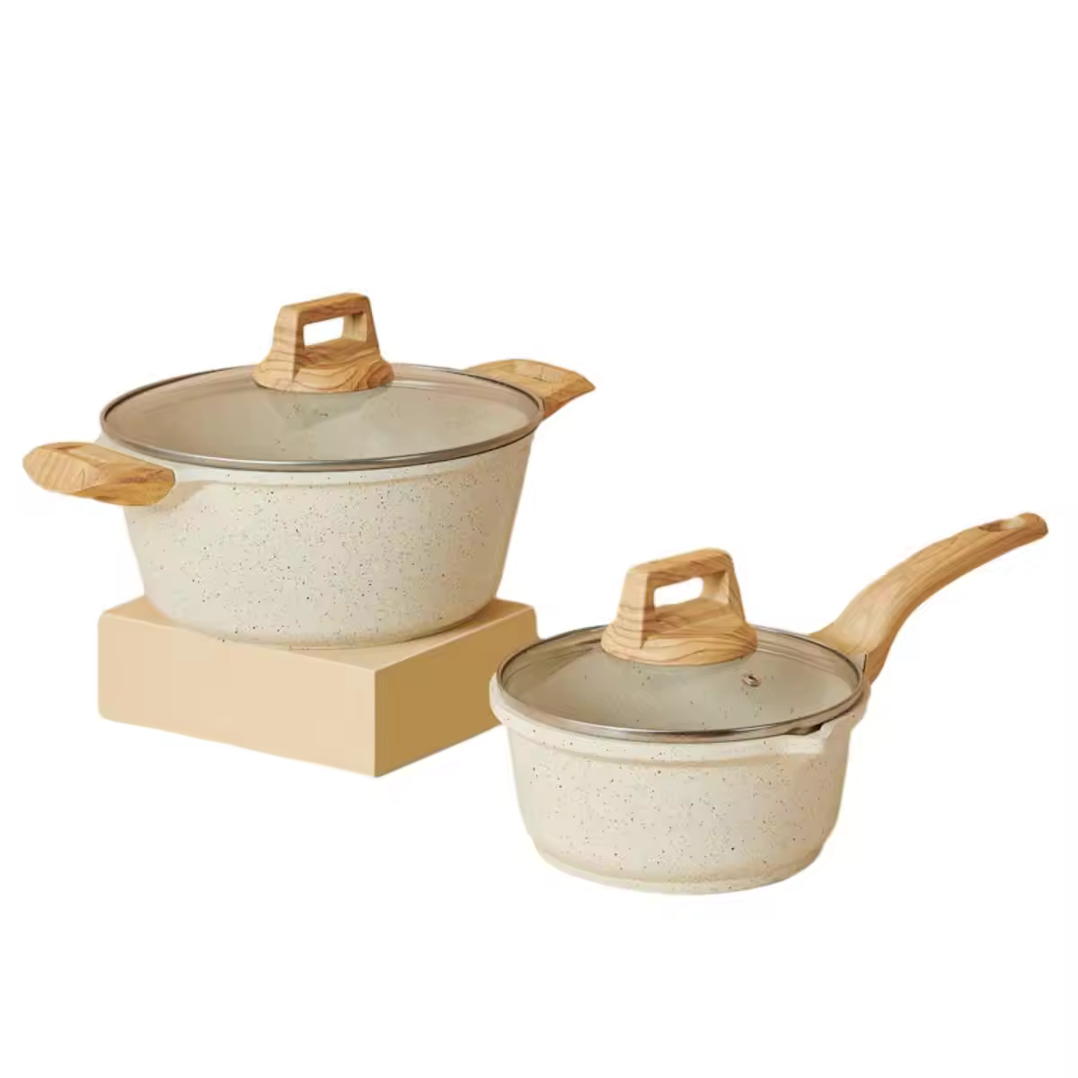 Maßgeschneiderte Logo-Aluminium-Antihaft-Suppentopf-Sets mit Griff